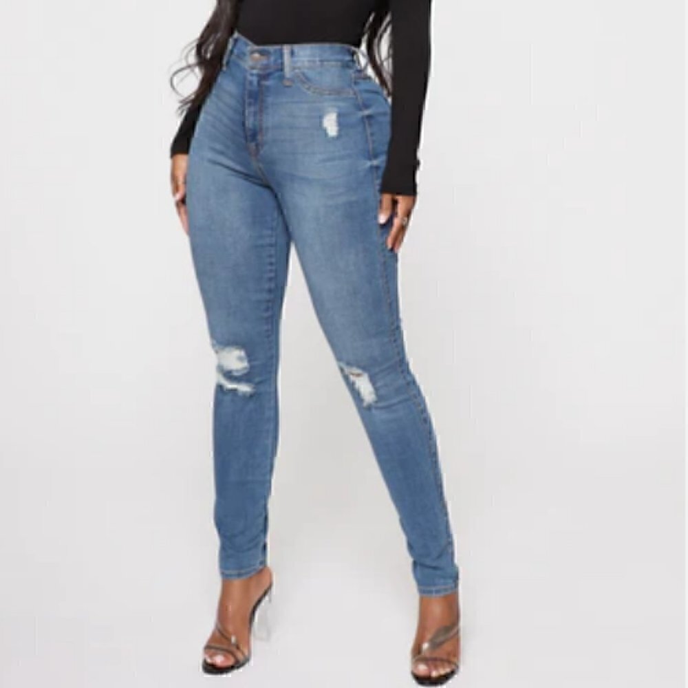 Fashion Nova Our Favorite High Rise Skinny Jeans - Medium Blue Wash